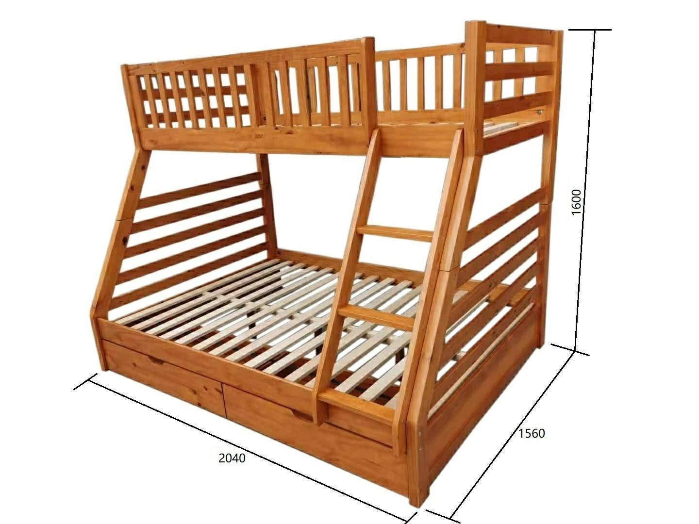 Warm Honey Bunk Double + Single With DrawersX2