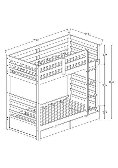 White Bunk Single + Single With DrawersX2