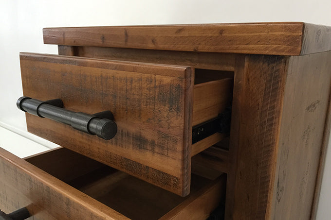 #046 Industrial Rustic Timber 3 Drawer Bedside Table