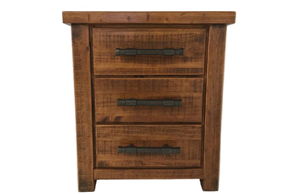 #046 Industrial Rustic Timber 3 Drawer Bedside Table