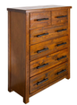 #046 Industrial Rustic Timber Tallboy 6 Drawers