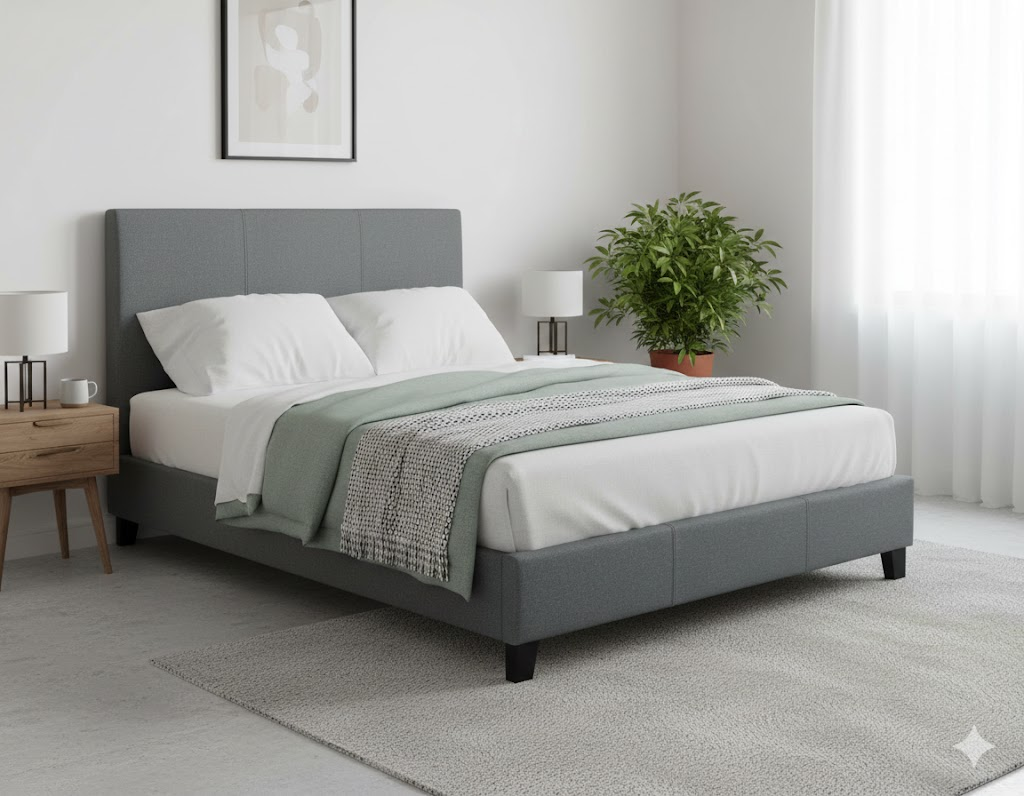 Flynn Linen Fabric Bedframe with Headboard