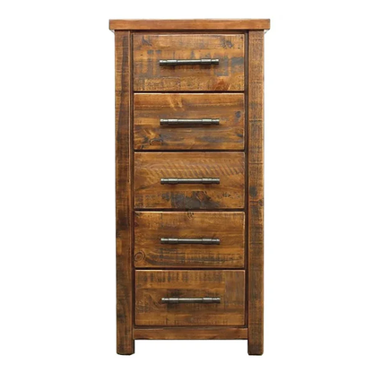 #046 Industrial Rustic Timber Slimboy 5 Drawer