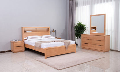 Cleve Queen Bedframe with USB/LED/Bookcase