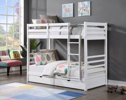 White Bunk Single + Single With DrawersX2